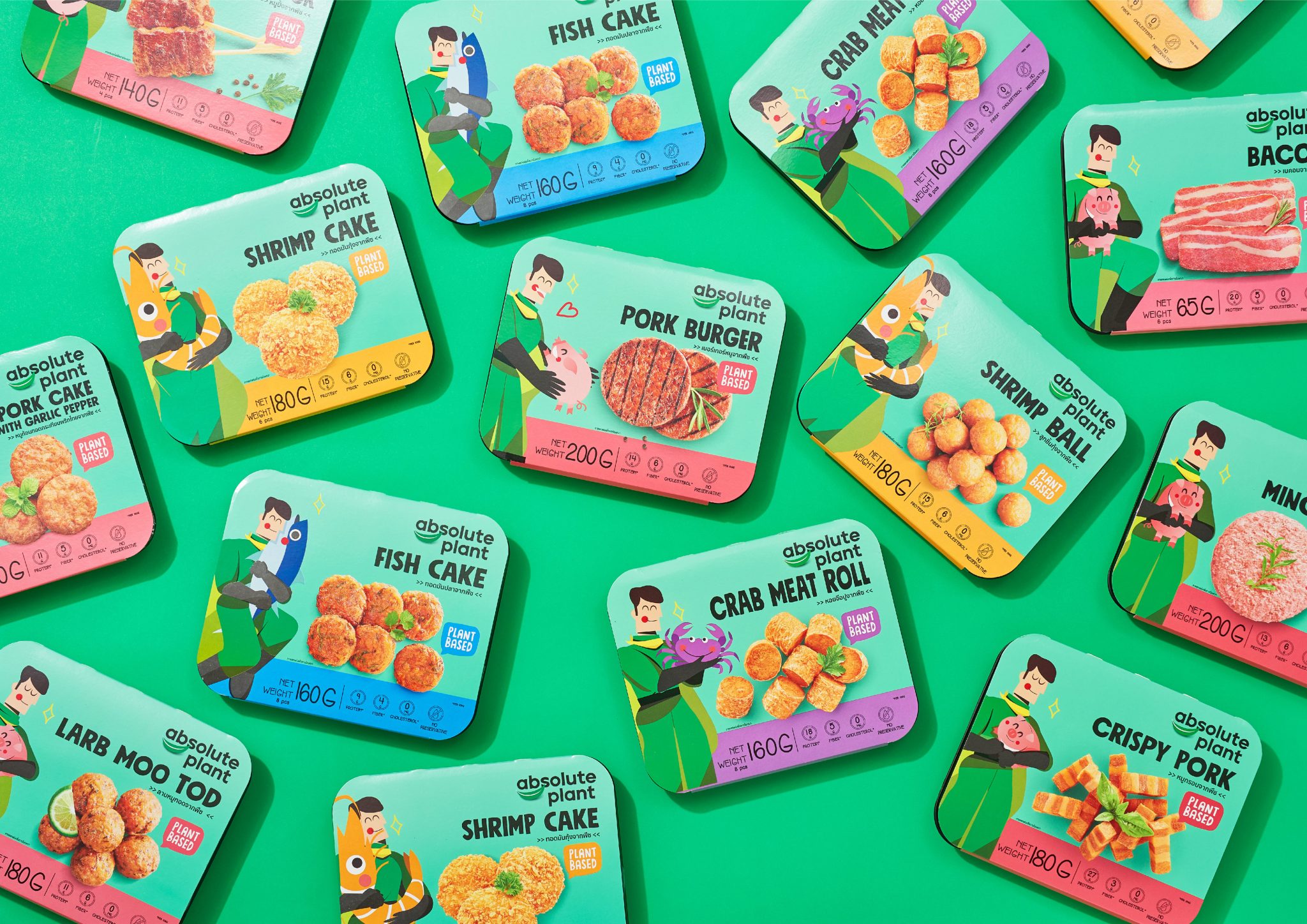 “絕對植物” 素食快餐肉食品包裝設計 “拯救環境的植物英雄” 人物插畫 “絕對植物” 素食快餐肉食品包裝設計 “拯救環境的植物英雄” 人物插畫