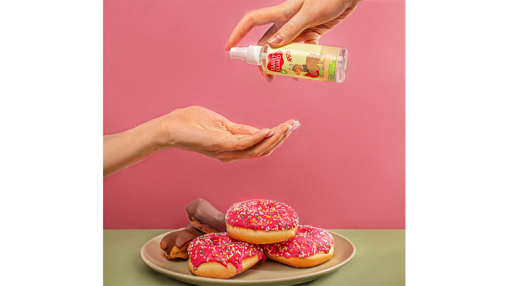 Family Guard兒童洗手液免洗手消毒凝膠消毒噴霧產品包裝設計，有趣的動物插畫