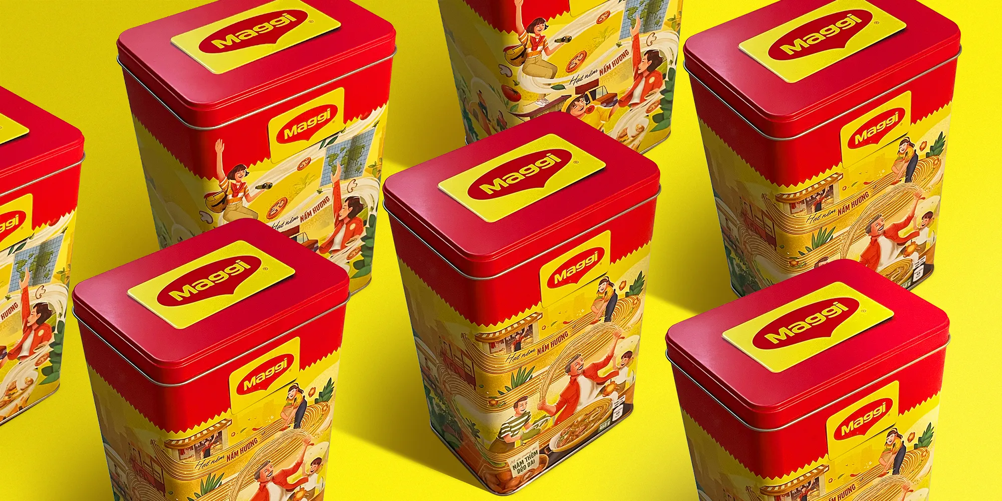 MAGGI 罐裝優質面條食品包裝設計“食品制作過程插畫”