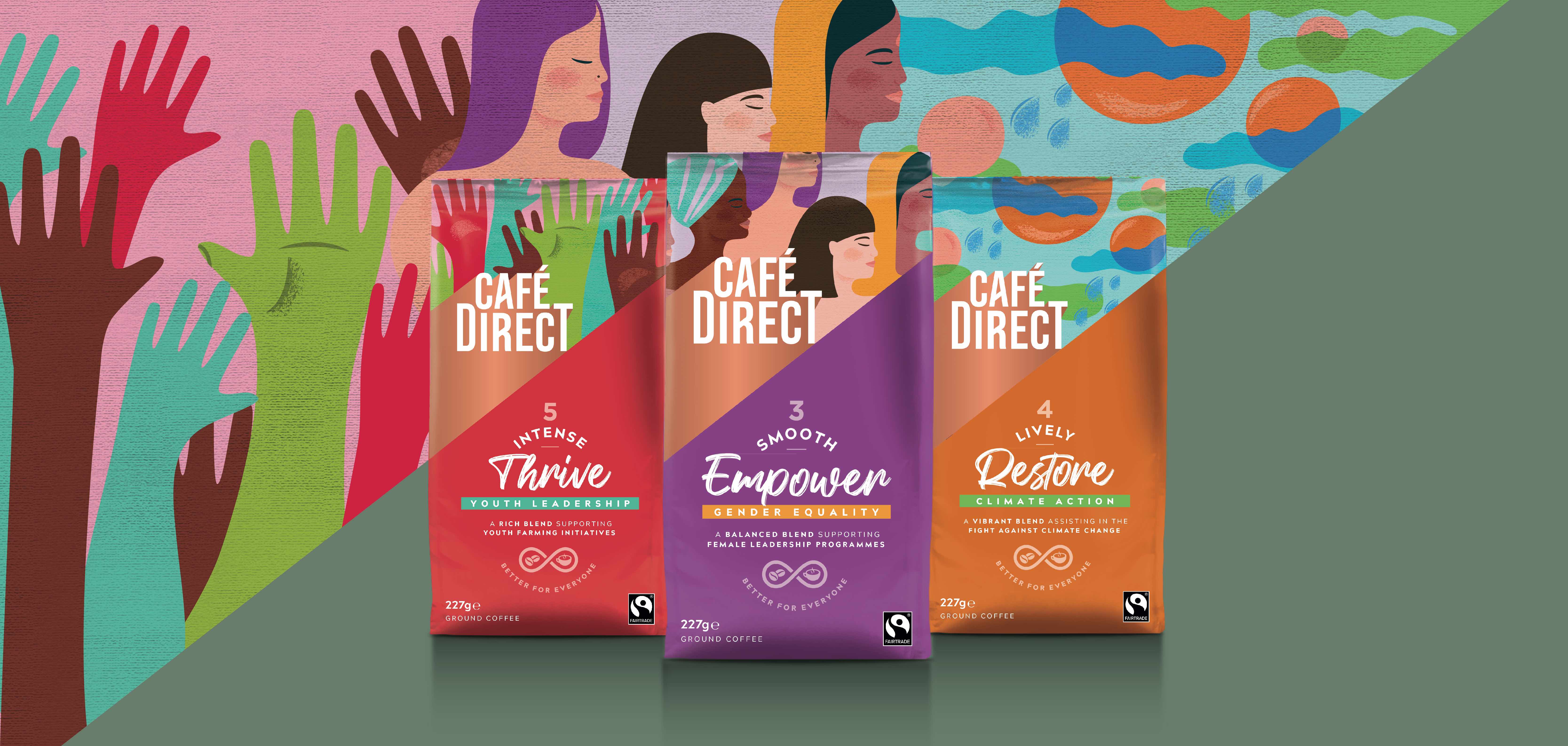 Cafédirect 袋裝咖啡包裝設(shè)計“斜版時尚年輕”風(fēng)格