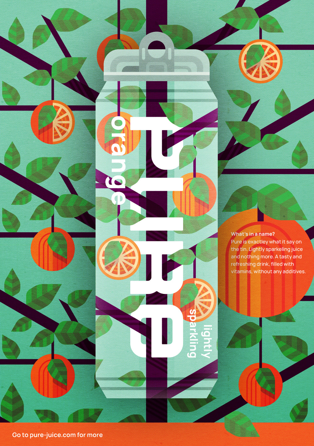 PURE罐裝蘇打水氣泡濃縮果汁飲料包裝設計“幾何圖案風格”