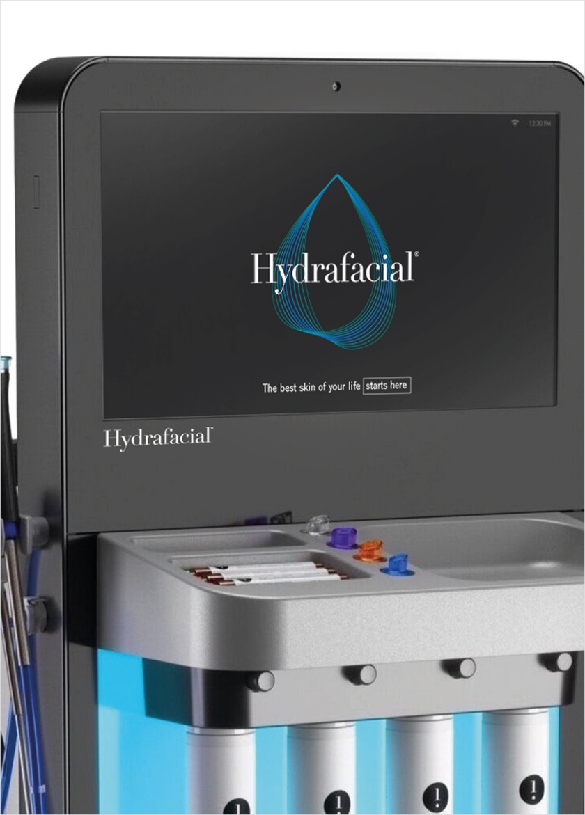 醫學美容品牌Hydrafacial品牌logo設計產品包裝設計，線條交互水滴圖案