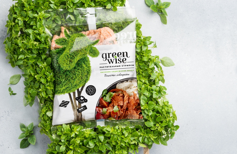 Greenwise 高植物蛋白素食肉食品包裝設計，植物建模動物圖案