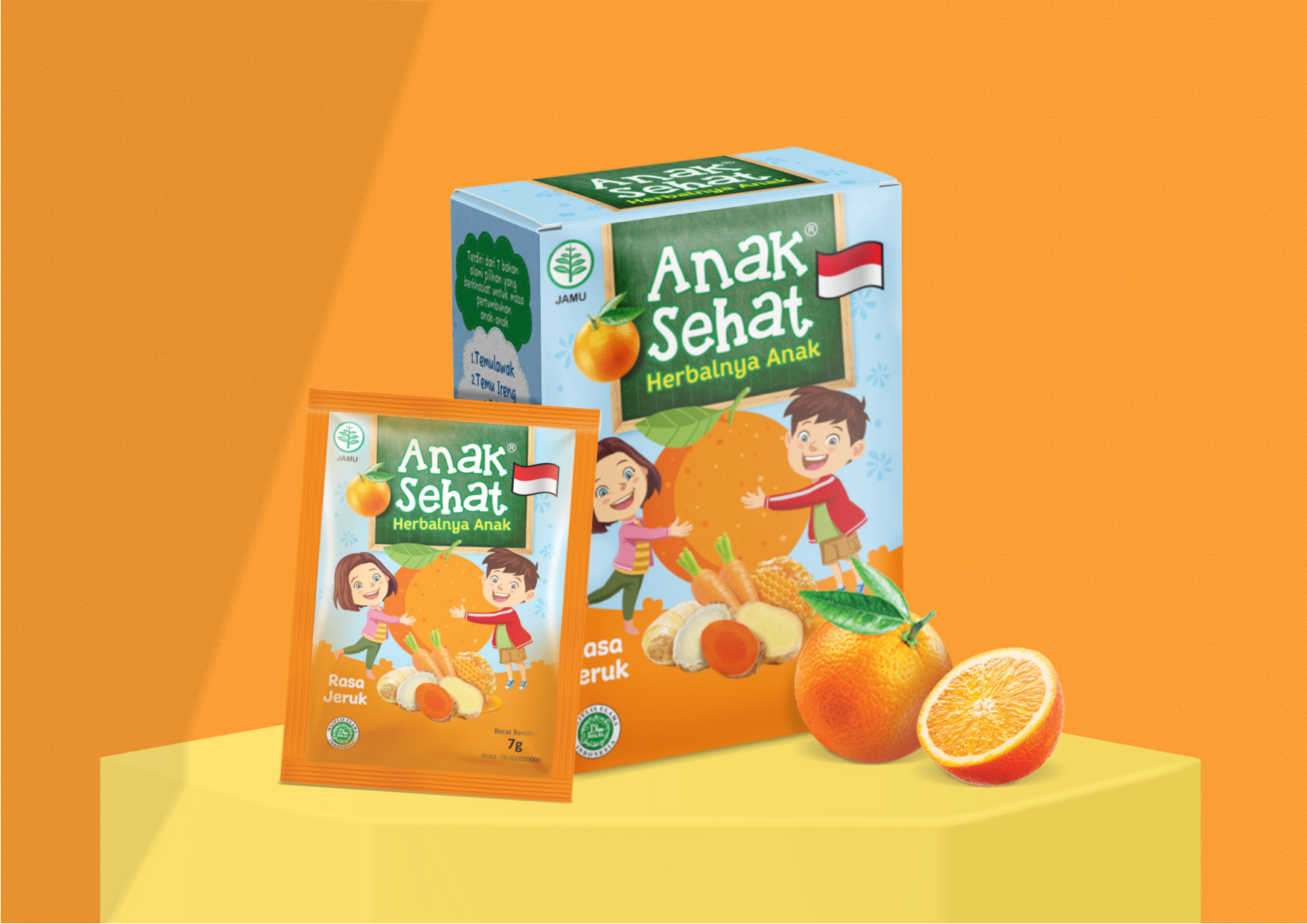 ANAK SEHAT 兒童果泥水果干包裝設計“兒童擁抱水果插畫”