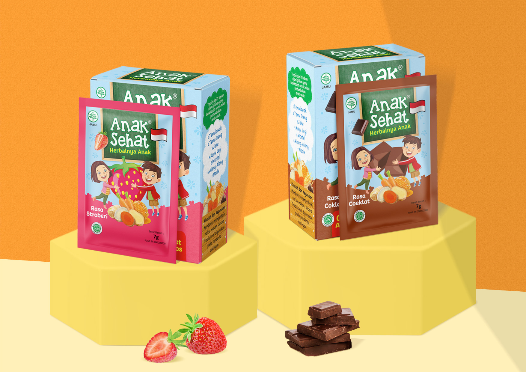 ANAK SEHAT 兒童果泥水果干包裝設計“兒童擁抱水果插畫”
