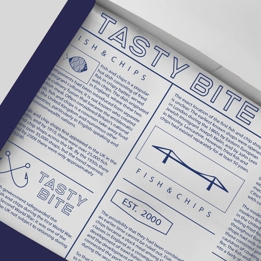 TASTY BITE 炸魚(yú)薯?xiàng)l餐廳餐飲品牌形象設(shè)計(jì)-logo&vi，輕松自由的設(shè)計(jì)感覺(jué)