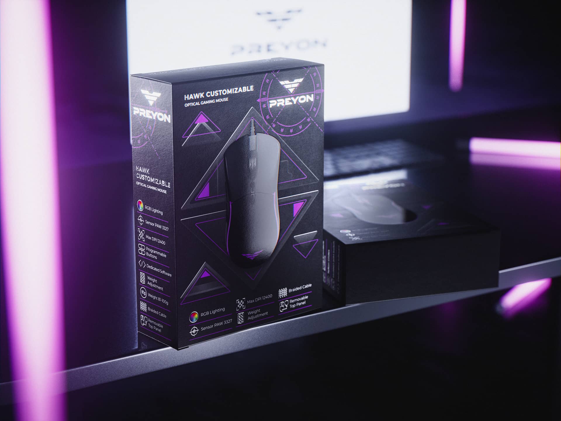 Preyon電腦游戲裝備品牌創(chuàng)建-品牌起名logo設(shè)計包裝設(shè)計,軍事美學(xué)風(fēng)格 Preyon電腦游戲裝備品牌創(chuàng)建-品牌起名logo設(shè)計包裝設(shè)計,軍事美學(xué)風(fēng)格