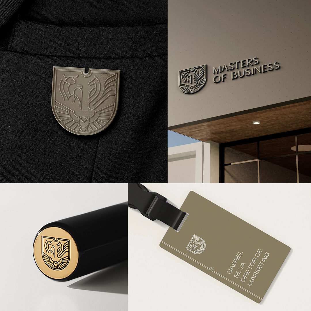 Masters高端企業在線商務培訓公司品牌vi視覺形象設計logo設計,盾牌徽章風格
