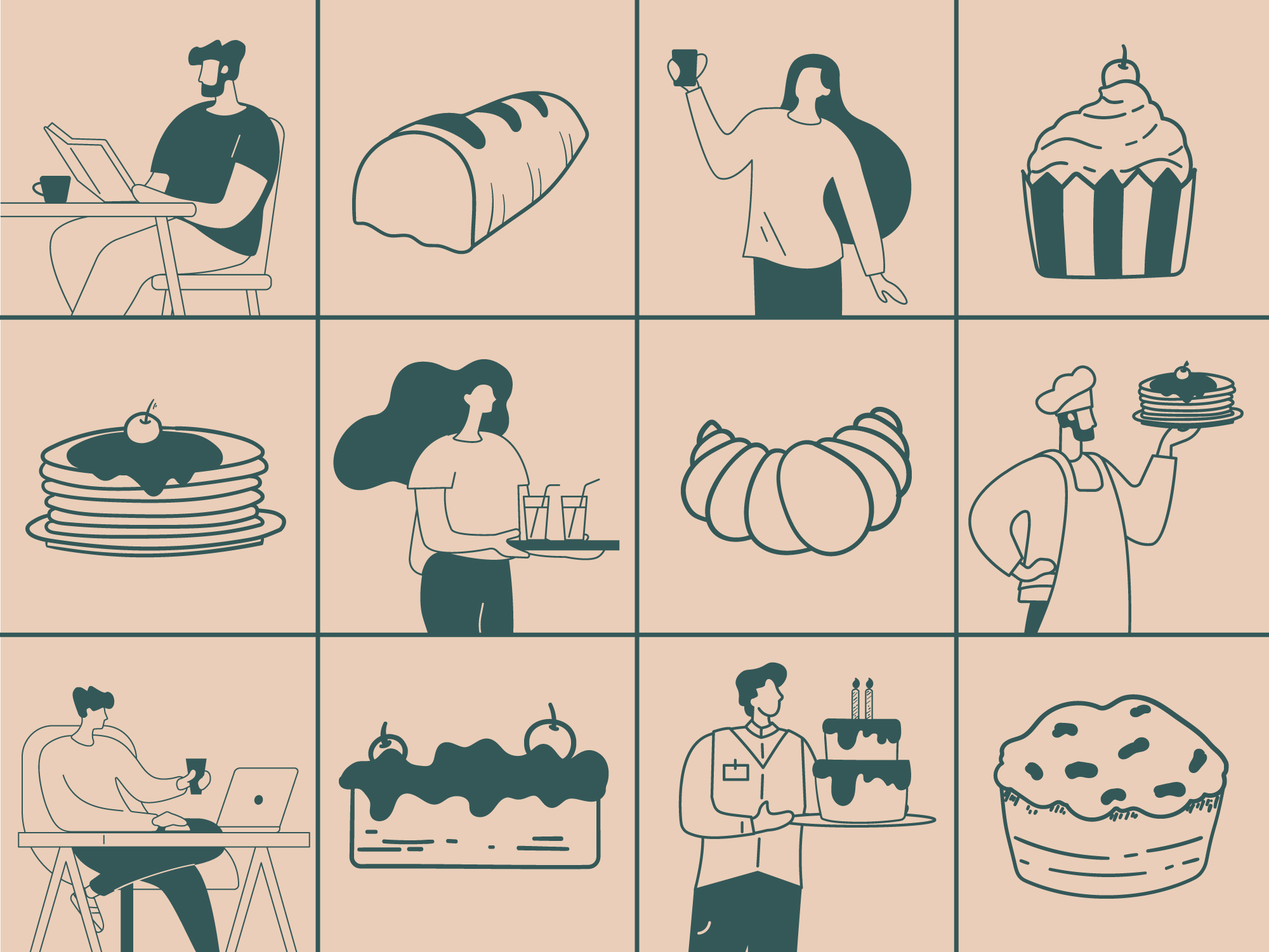 VANILA 面包店品牌形象logo設計與扁平插畫設計