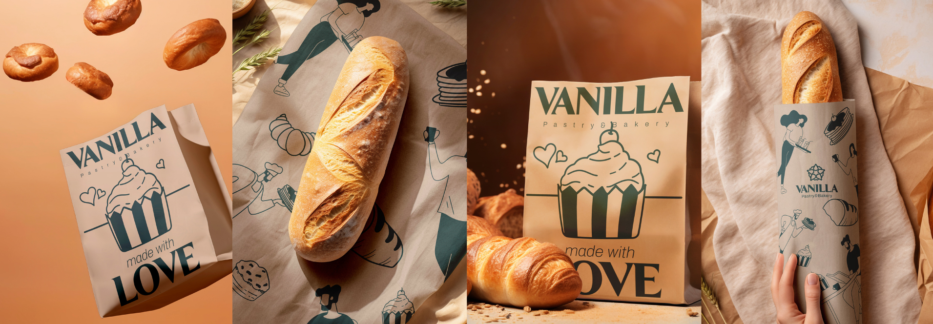 VANILA 面包店品牌形象logo設計與扁平插畫設計