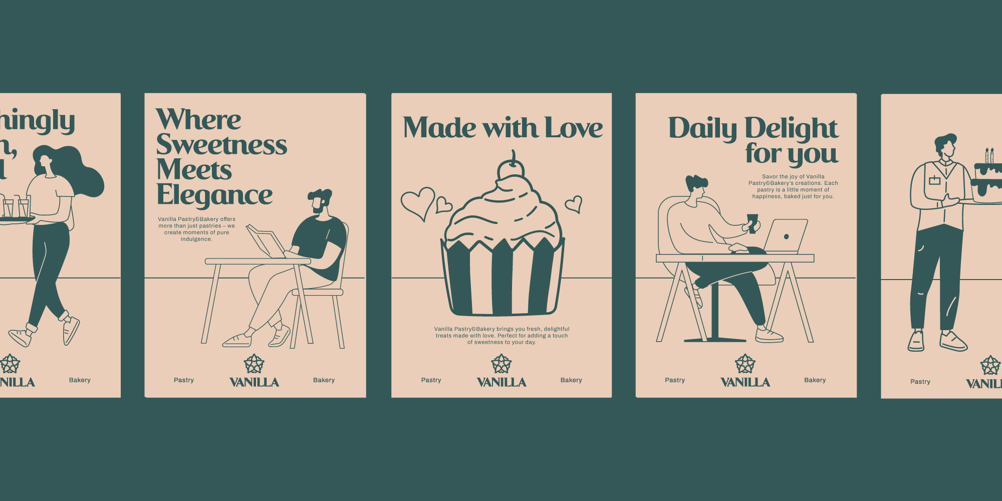 VANILA 面包店品牌形象logo設計與扁平插畫設計