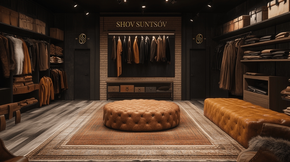 SHOV SUNTSOV 皮草定制服飾皮包皮具品牌 logo設計vi設計“S”條紋