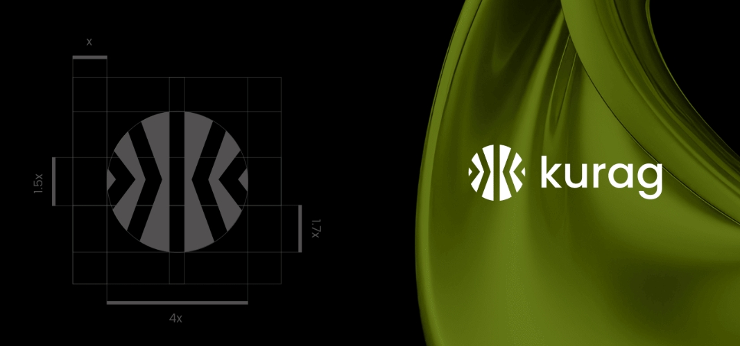 Kurag數字加密貨幣logo設計品牌形象設計K字母圓形logo綠色系