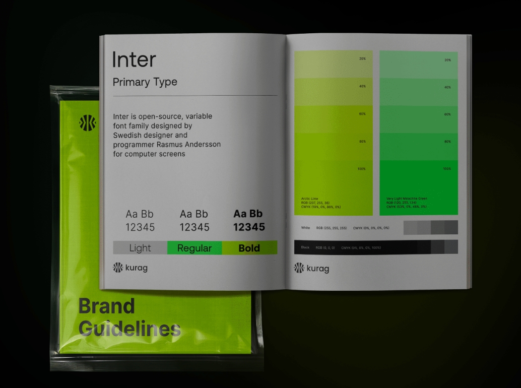 Kurag數字加密貨幣logo設計品牌形象設計K字母圓形logo綠色系