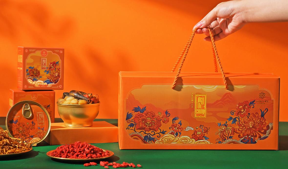 越南中藥藥材保健滋補品系列禮盒包裝設(shè)計中國風插畫設(shè)計