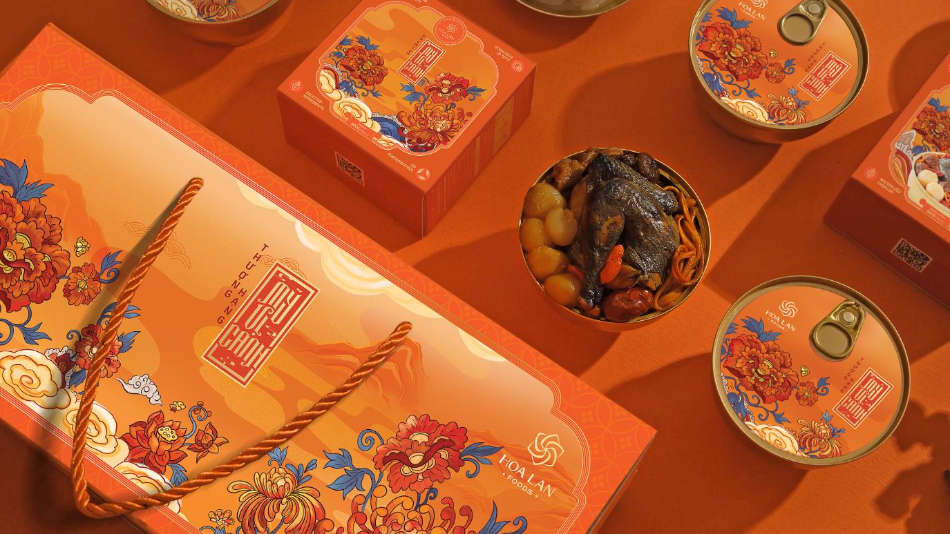 越南中藥藥材保健滋補(bǔ)品系列禮盒包裝設(shè)計(jì)中國風(fēng)插畫設(shè)計(jì)