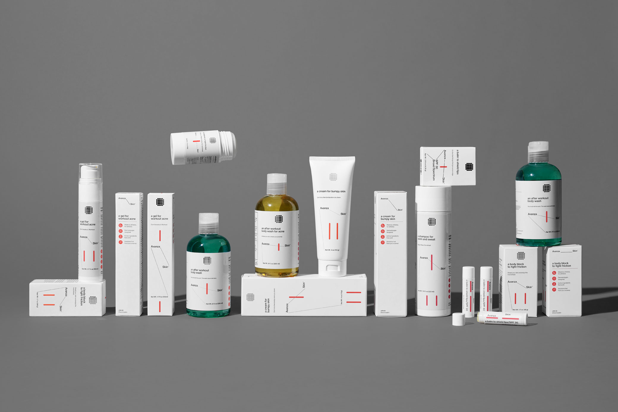Avanza 運動員專用護膚品品牌形象logo&vi設計包裝設計，化學結構線條靈感