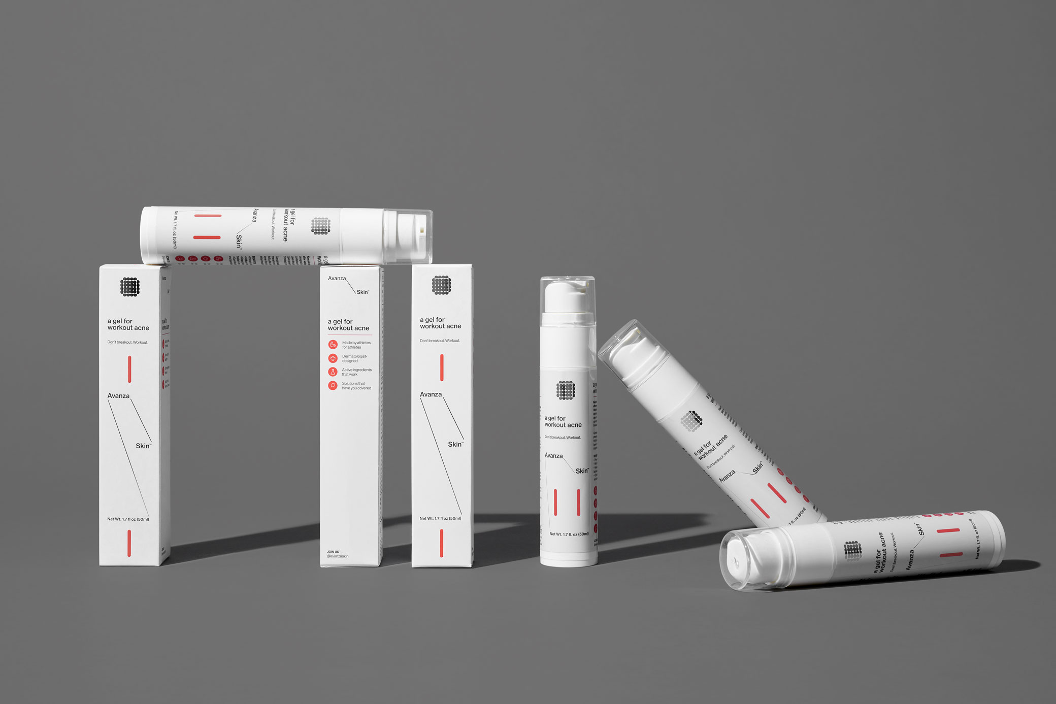 Avanza 運動員專用護膚品品牌形象logo&vi設計包裝設計，化學結構線條靈感