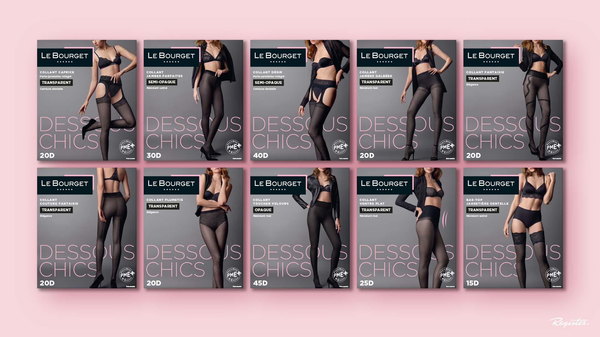 Le Bourget女性性感內衣緊身褲產品包裝設計，時尚雜志風格