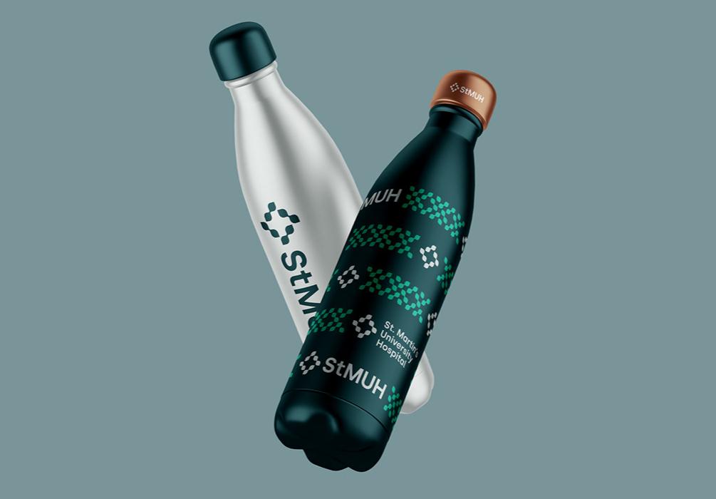 stMUH 圣馬丁大學醫院品牌視覺識別vi設計logo設計，葉子十字元素