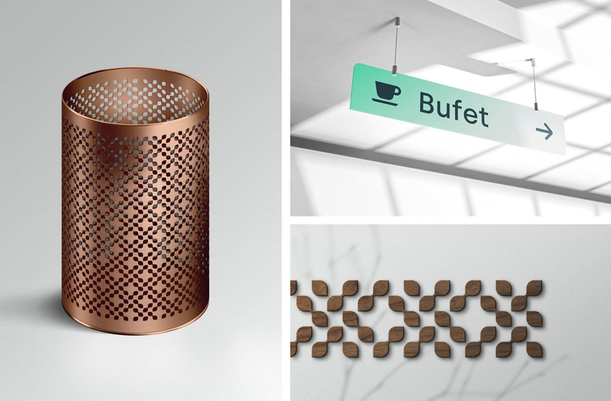 stMUH 圣馬丁大學醫院品牌視覺識別vi設計logo設計，葉子十字元素