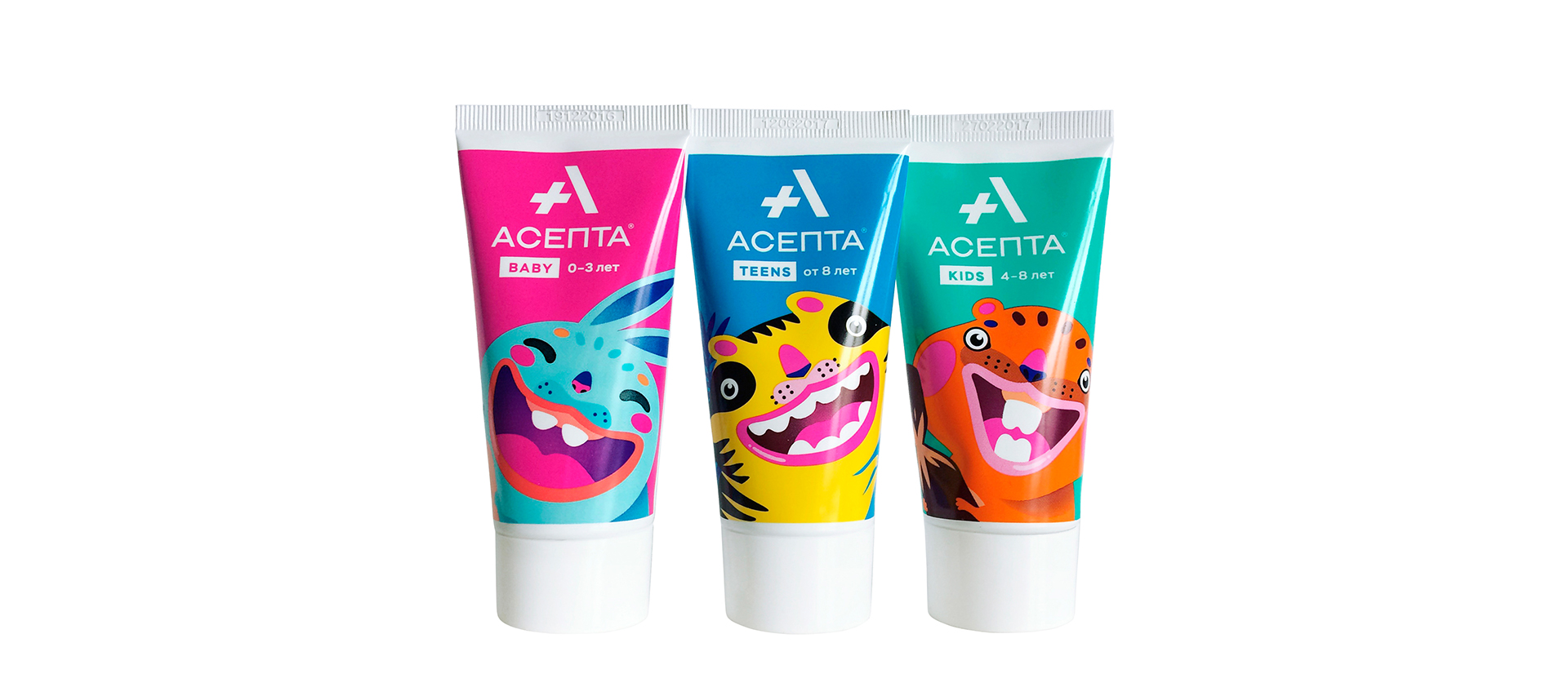 Asepta牙膏嬰兒兒童青少年包裝設(shè)計(jì)，松鼠兔子老虎動(dòng)物插圖設(shè)計(jì)