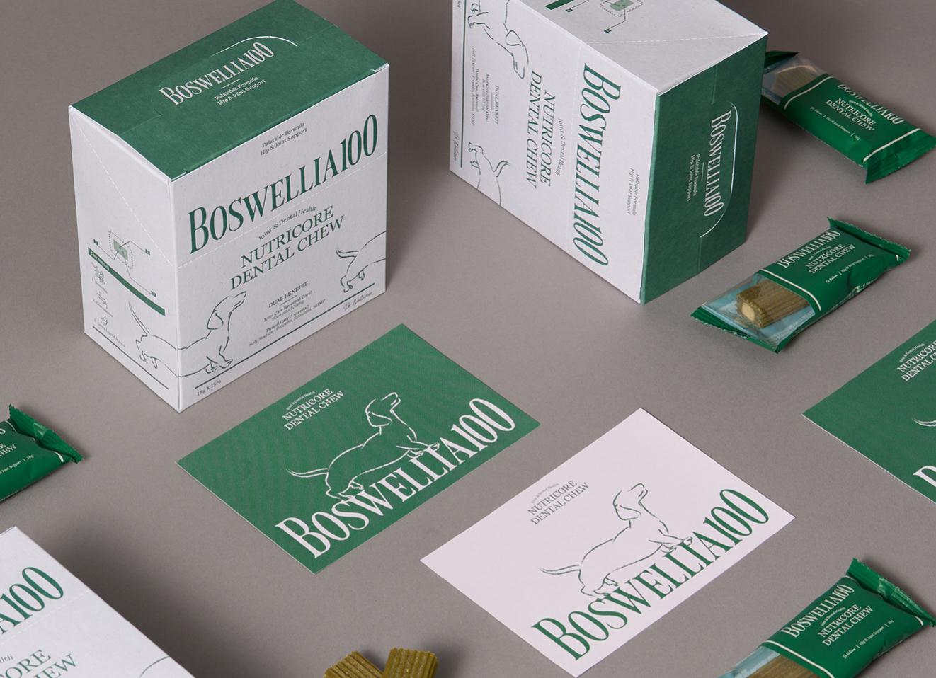 BOSWELLIA 狗狗寵物營養保健品包裝設計綠色簡潔風格