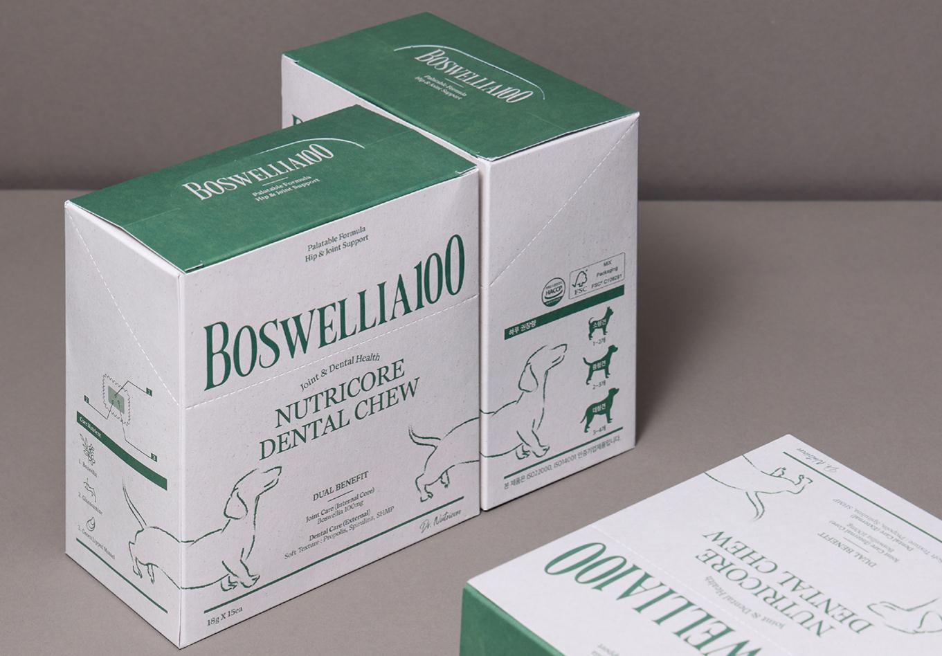 BOSWELLIA 狗狗寵物營養保健品包裝設計綠色簡潔風格