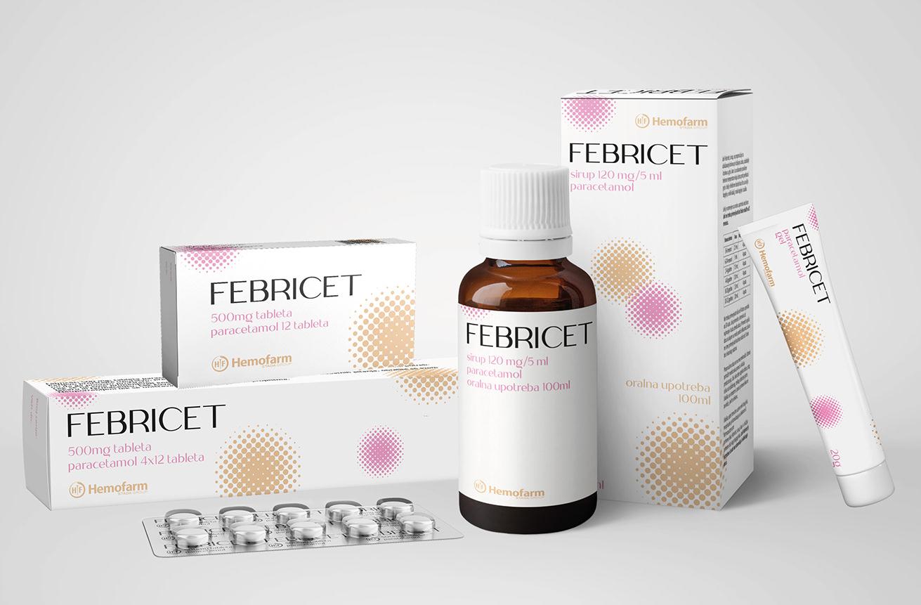 FEBRICET 乙酰氨基酚感冒藥包裝設(shè)計“女性圓點”風(fēng)格