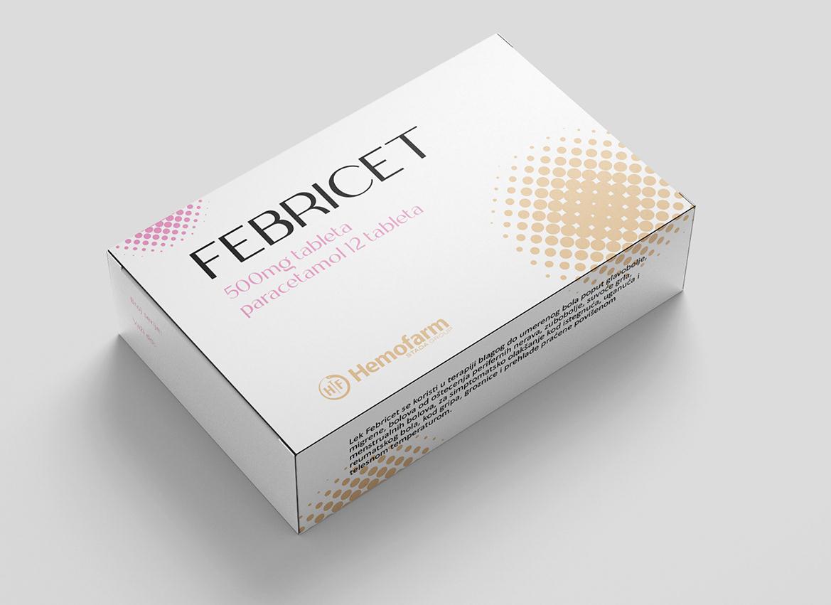 FEBRICET 乙酰氨基酚感冒藥包裝設(shè)計“女性圓點”風(fēng)格