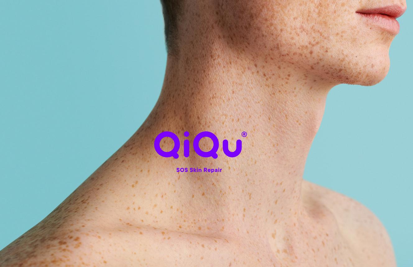 QIQU殼聚糖新型皮膚修復產品品牌策劃包裝設計，強烈對比色