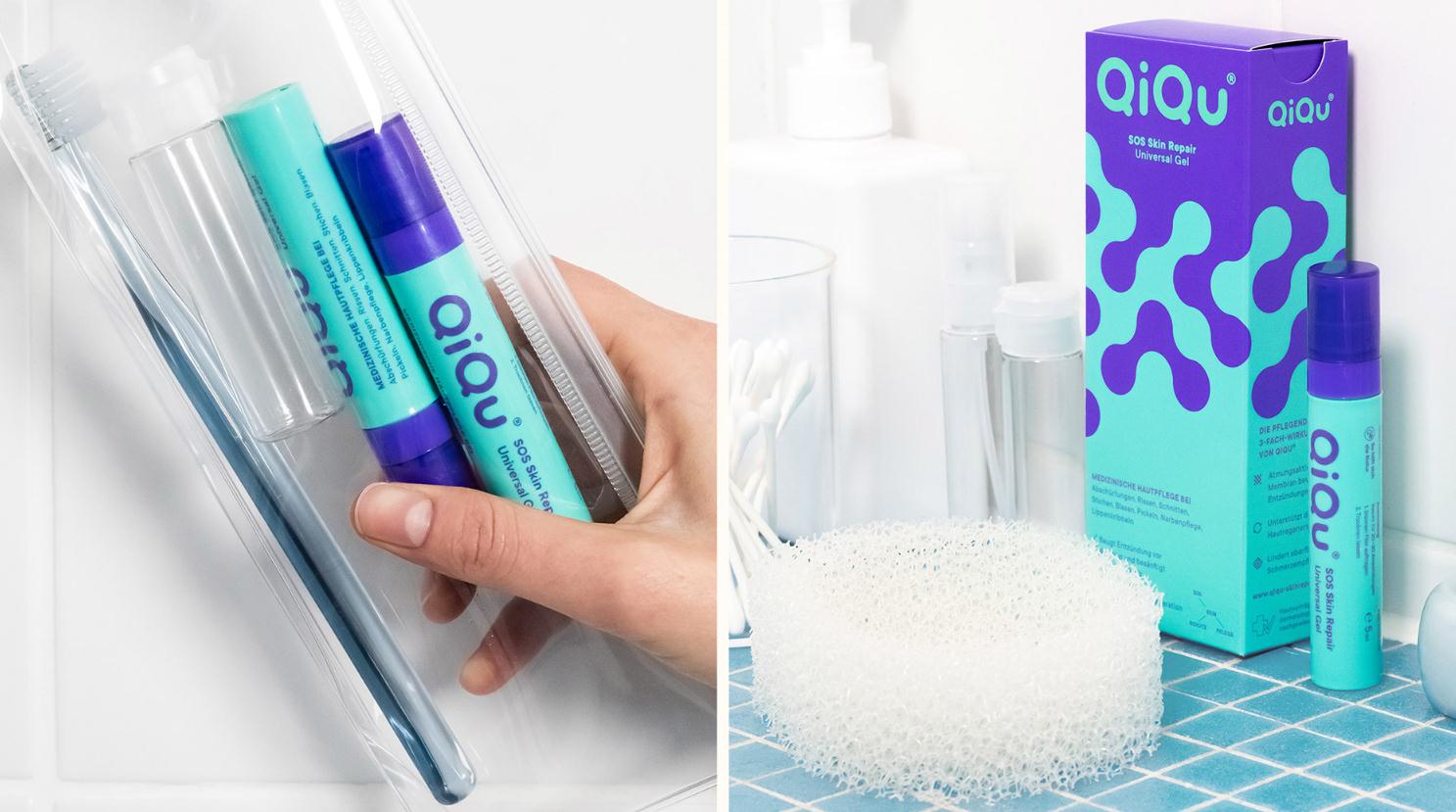 QIQU殼聚糖新型皮膚修復產品品牌策劃包裝設計，強烈對比色