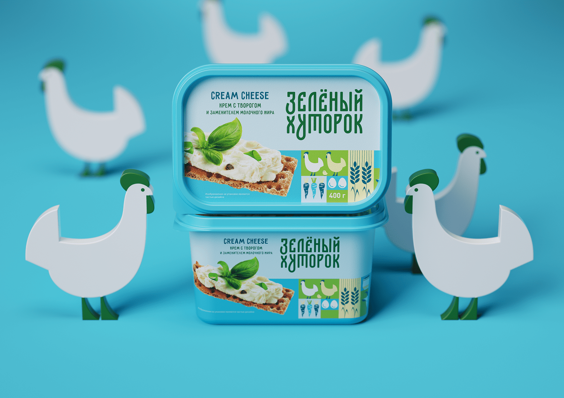 ZELENYJ KHUTOROK 奶酪三明治食品產(chǎn)品線包裝設(shè)計，虛實結(jié)合的自然清淡設(shè)計風(fēng)格