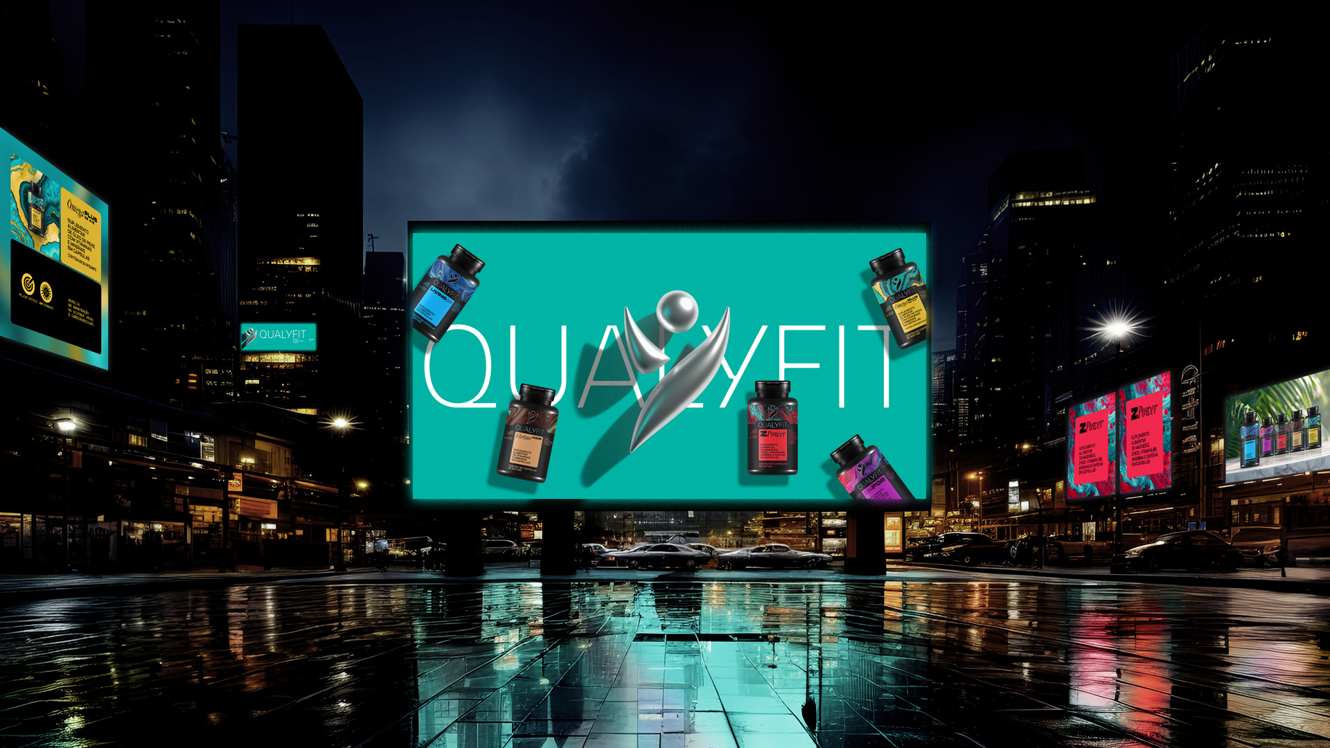 Qualyfit營養(yǎng)補(bǔ)充劑健康保健品更新logo設(shè)計包裝設(shè)計，運(yùn)動風(fēng)logo+藝術(shù)底色