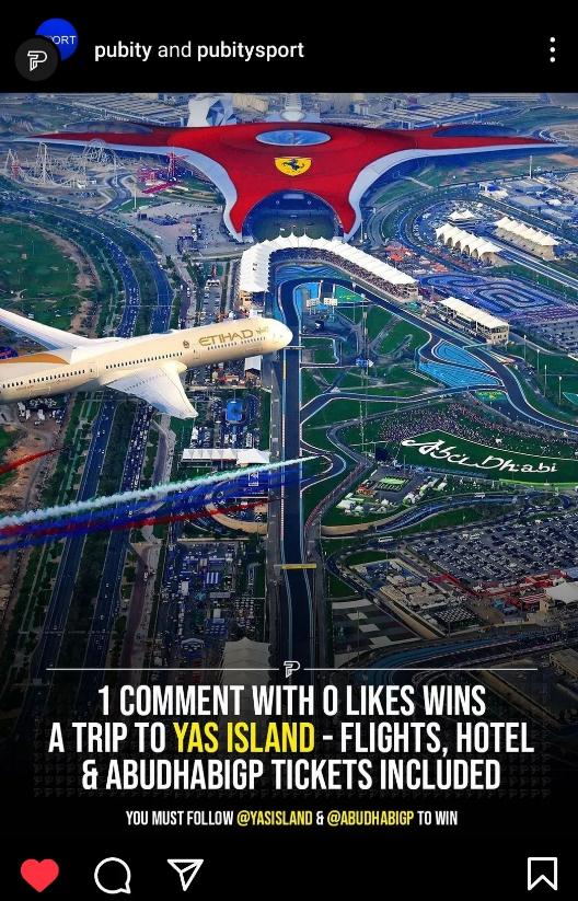 Pubity 和 Yas Island “0 個贊獲勝”廣告