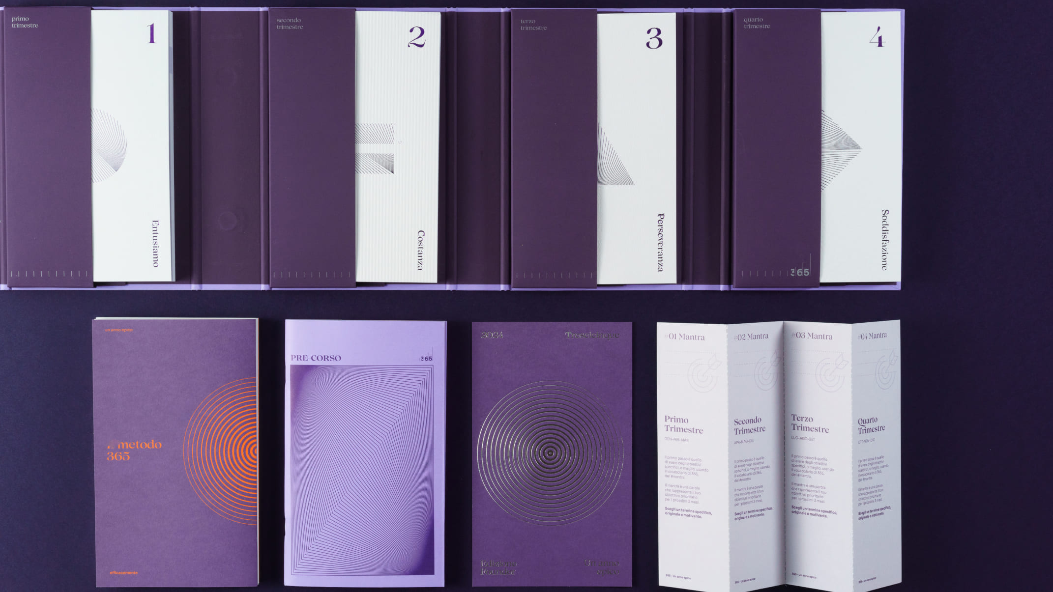 Efficacemente 教育課程套件禮盒包裝設計平面設計，紫色幾何線條風格