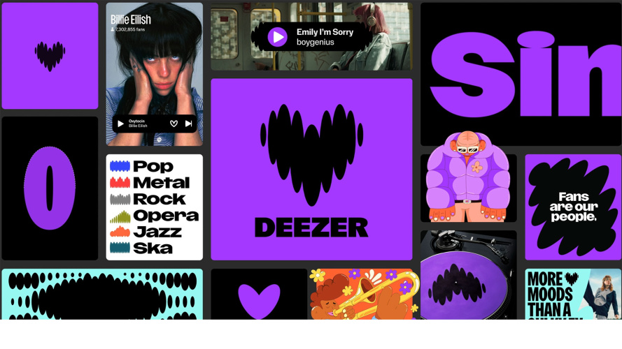 Deezer音樂(lè)平臺(tái)app品牌logo設(shè)計(jì)vi視覺(jué)形象識(shí)別設(shè)計(jì)，跳動(dòng)的心臟