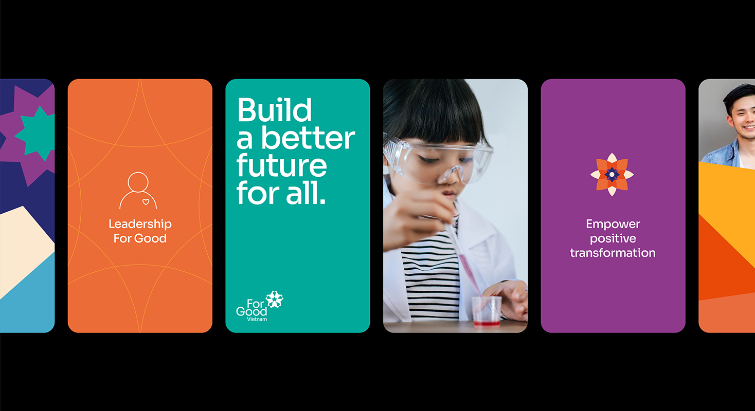 ForGood 幫助弱勢群體公益組織logo設計品牌vi視覺形象設計“多彩的萬花筒”元素