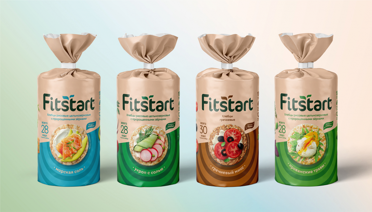 Fitstart 袋裝面包更新包裝設計與logo，融合自然+同心半圓圈識別設計