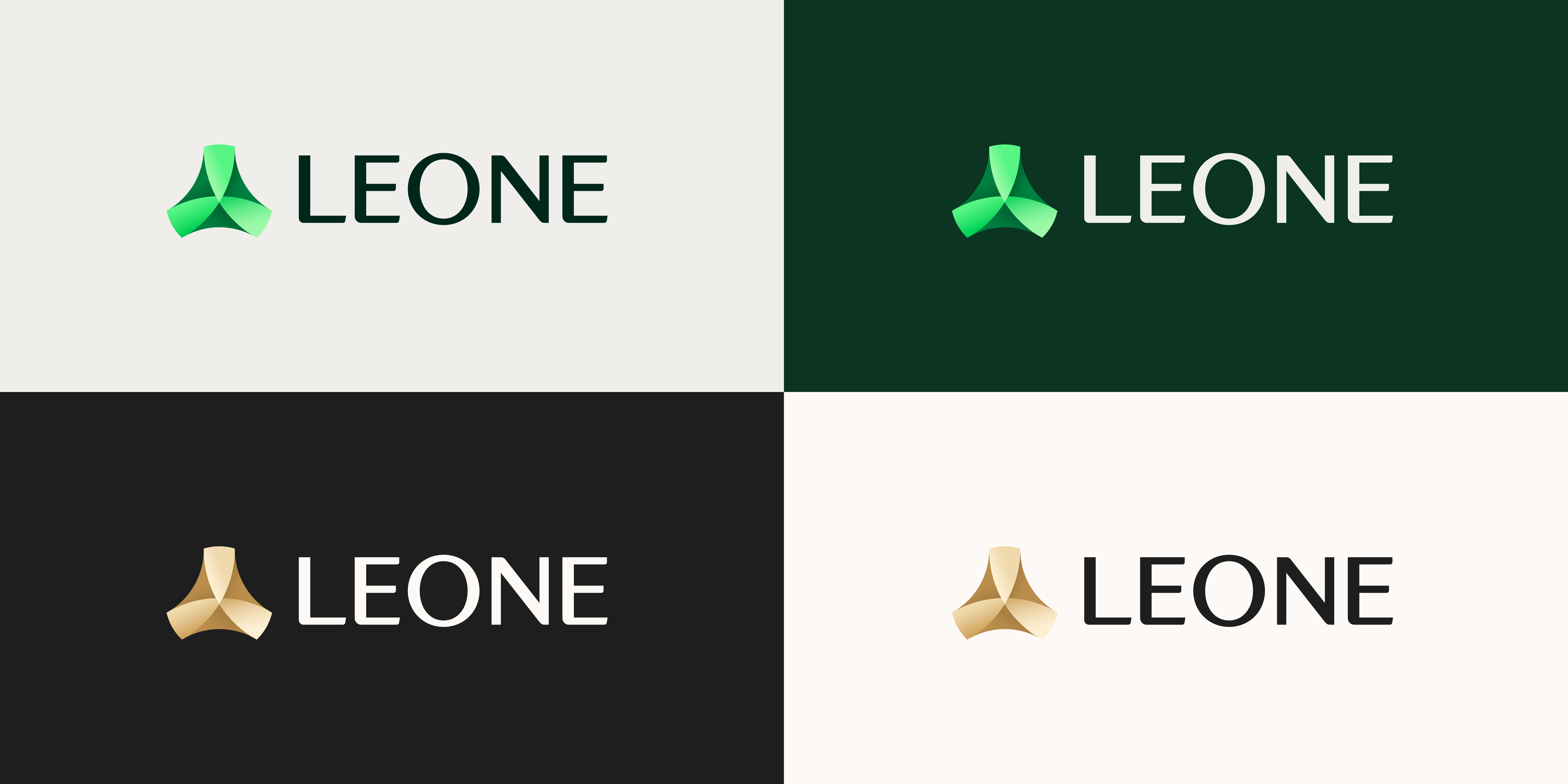 LEONE利昂稅務規(guī)劃咨詢集團B2B企業(yè)logo&vi形象設計塑造，三葉旋轉圖案