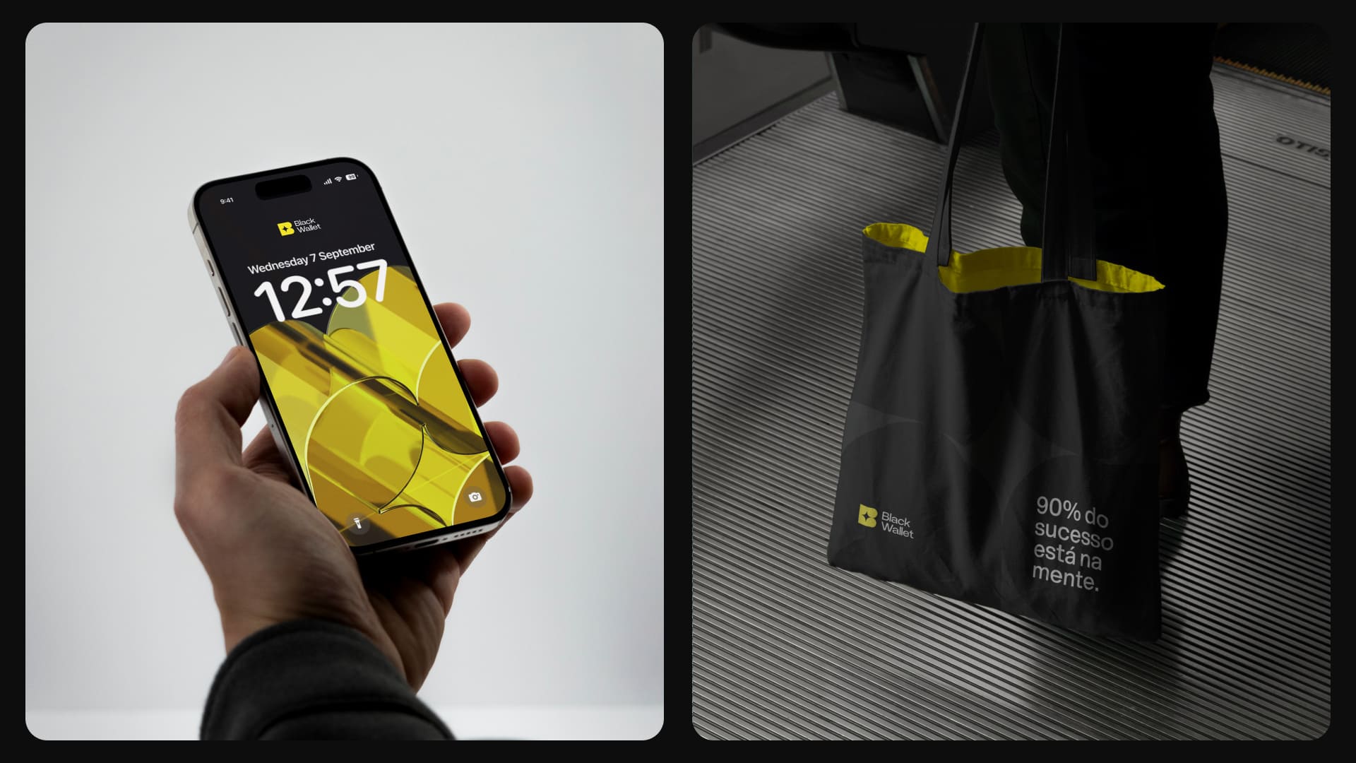 Black Wallet 財務規劃和投資咨詢金融公司vi設計企業形象設計，黃色B字母+星元素