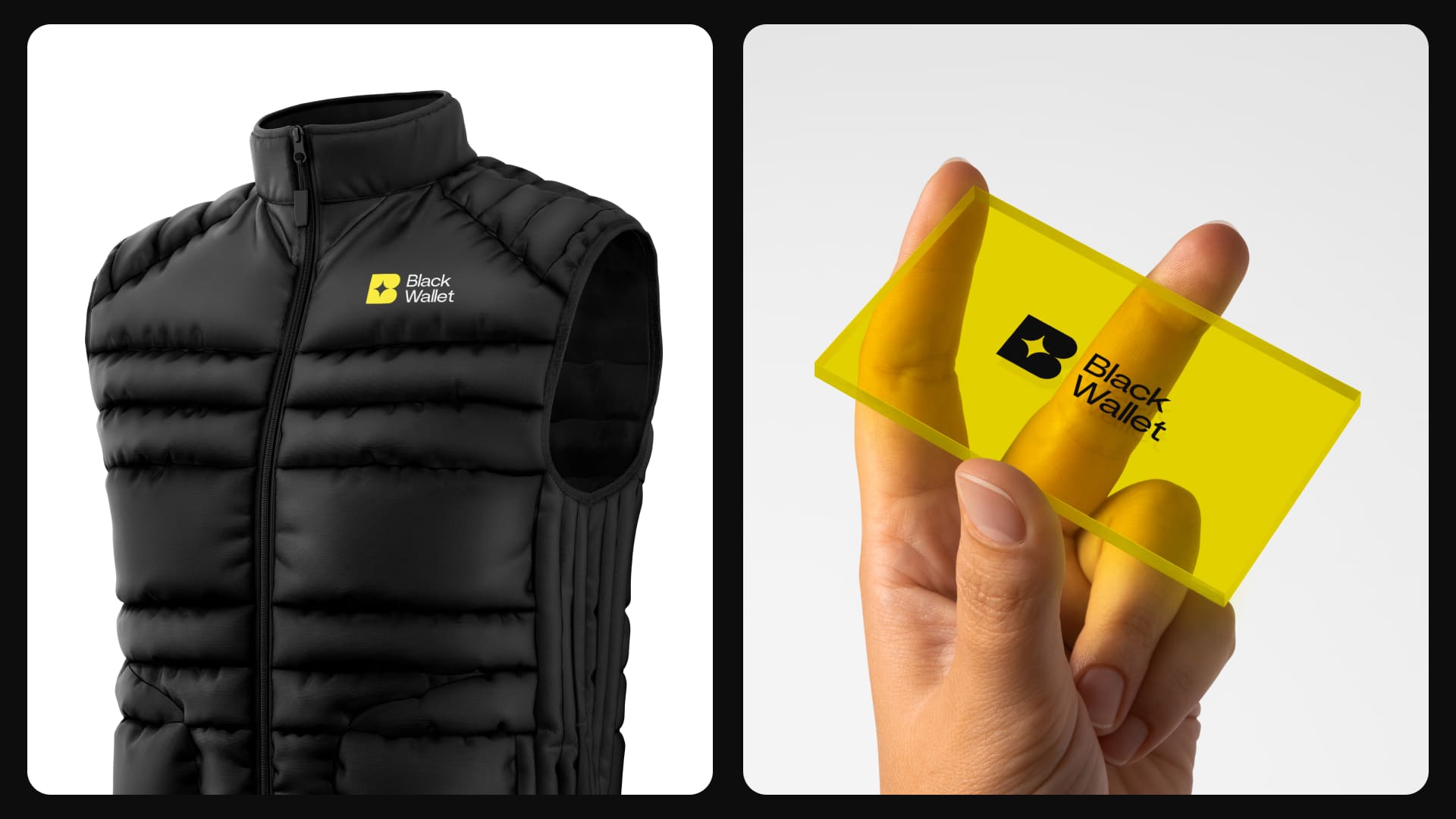 Black Wallet 財務規劃和投資咨詢金融公司vi設計企業形象設計，黃色B字母+星元素