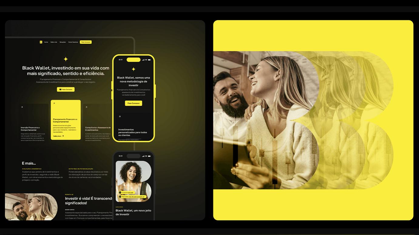 Black Wallet 財務規劃和投資咨詢金融公司vi設計企業形象設計，黃色B字母+星元素