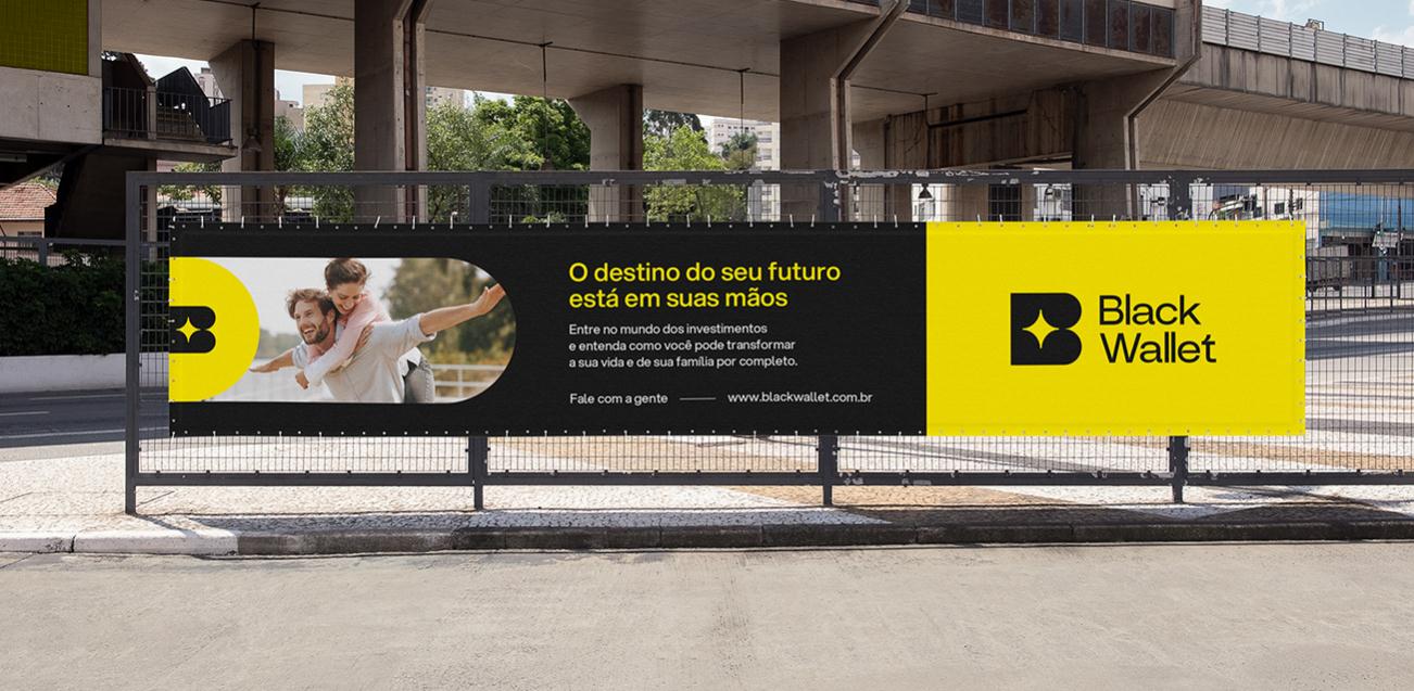 Black Wallet 財務規劃和投資咨詢金融公司vi設計企業形象設計，黃色B字母+星元素