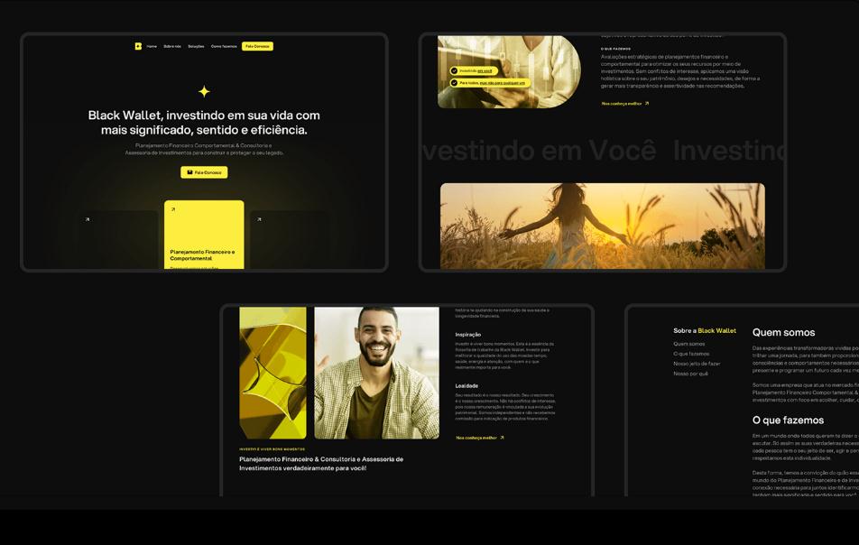 Black Wallet 財務規劃和投資咨詢金融公司vi設計企業形象設計，黃色B字母+星元素