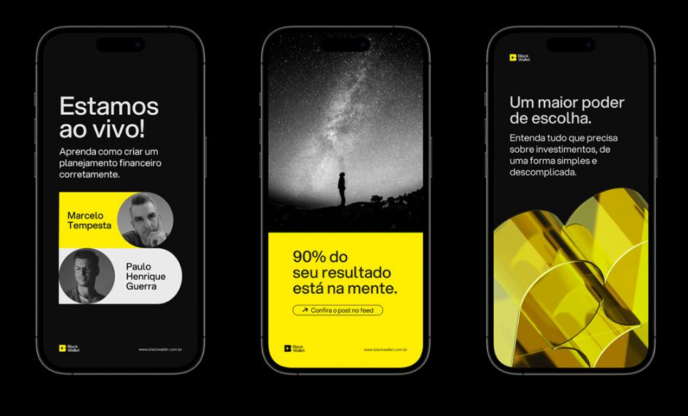 Black Wallet 財務規劃和投資咨詢金融公司vi設計企業形象設計，黃色B字母+星元素