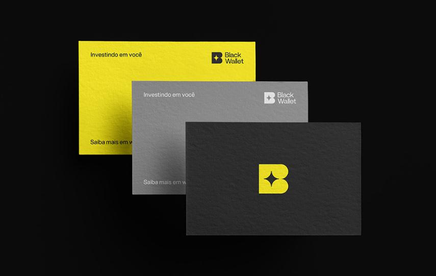 Black Wallet 財務規劃和投資咨詢金融公司vi設計企業形象設計，黃色B字母+星元素