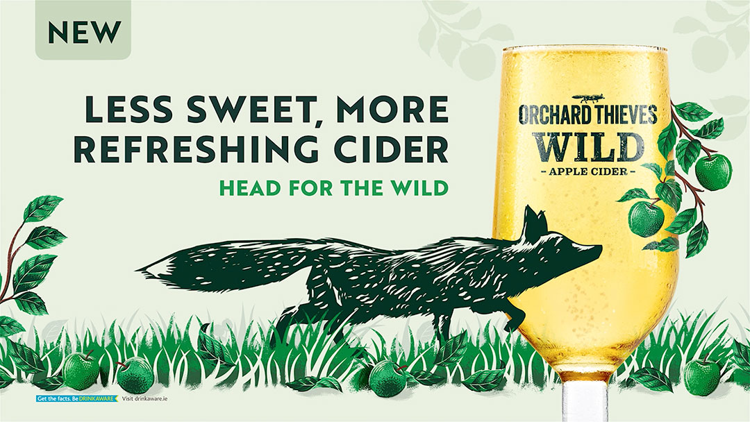 “果園小偷”野生蘋果酒品牌創建策劃狐貍插畫包裝設計電視廣告及宣傳推廣