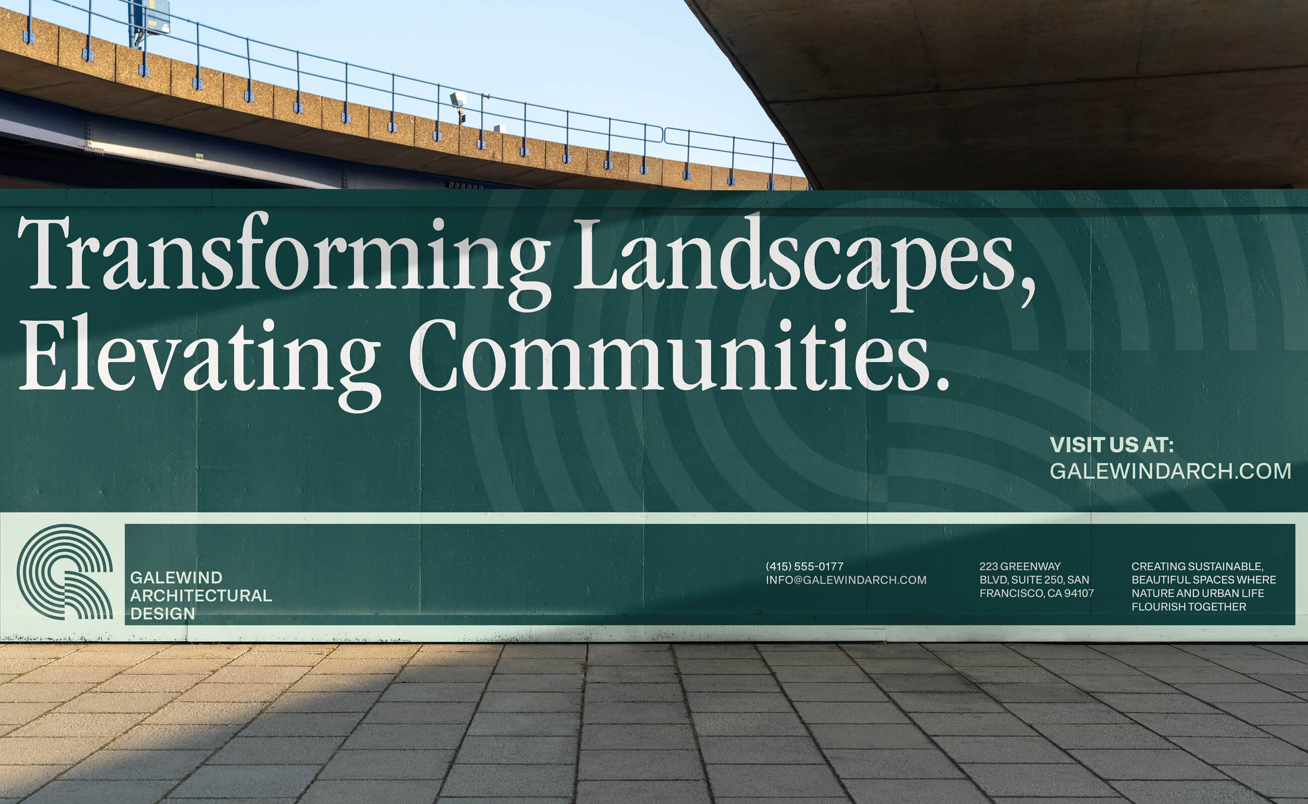 Galewind 景觀建筑設計公司企業logo設計vi形象設計，深綠色線條風格