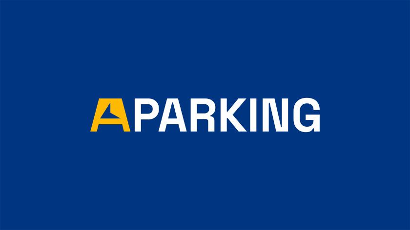 Aparking 停車位預定應用程序app品牌形象設計vi設計。藍黃科技風